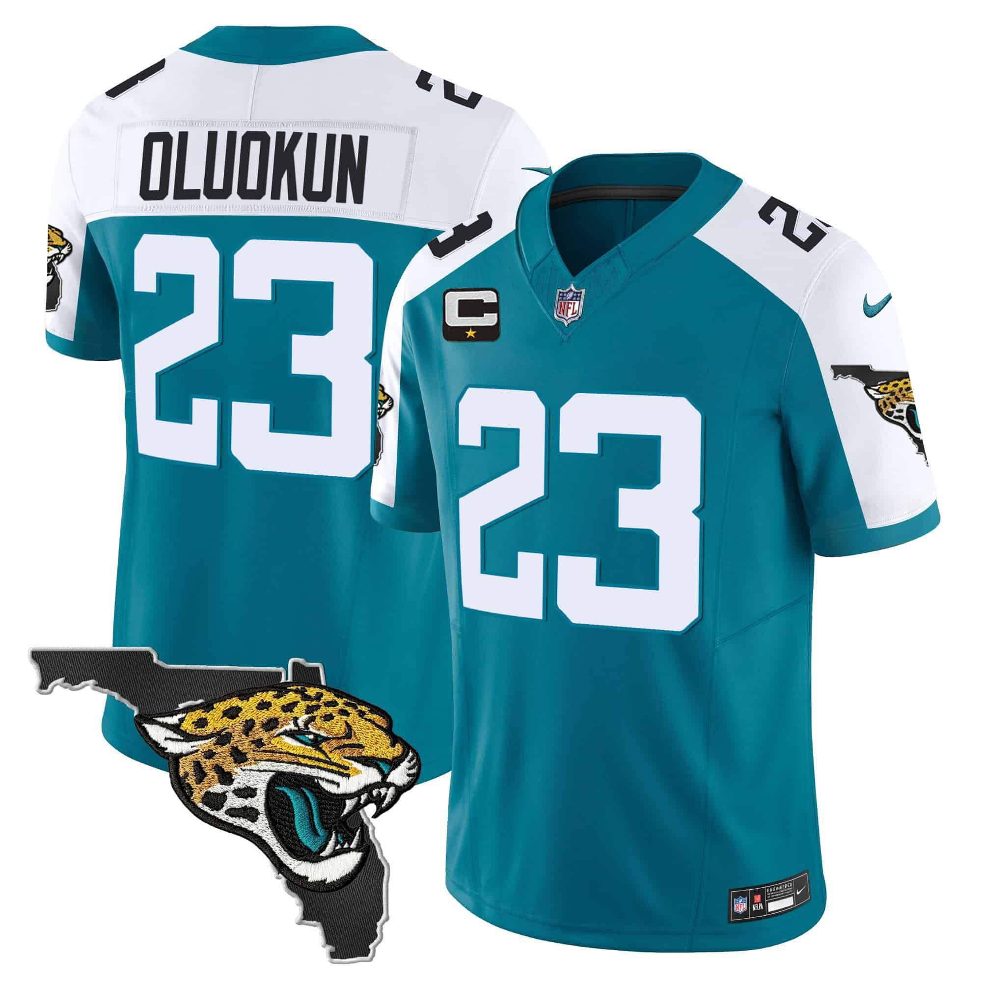 Men Jacksonville Jaguars #23 Oluokun Green 2024 Nike Florida Patch Vapor NFL Jersey